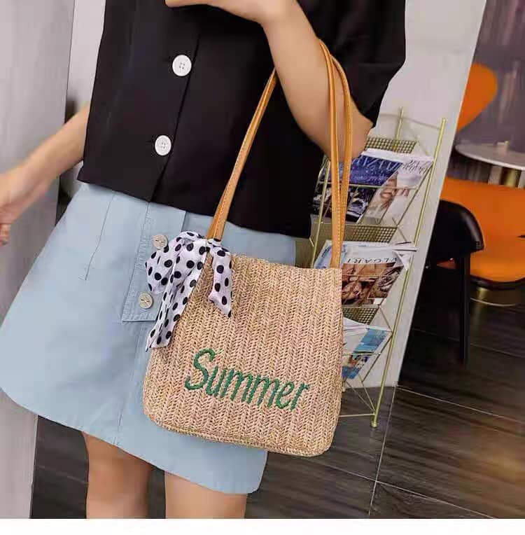Túi cói SUMMER phong cách vintage siêu hót