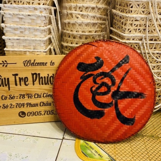 Mẹt tre vẽ chữ tết size 40cm