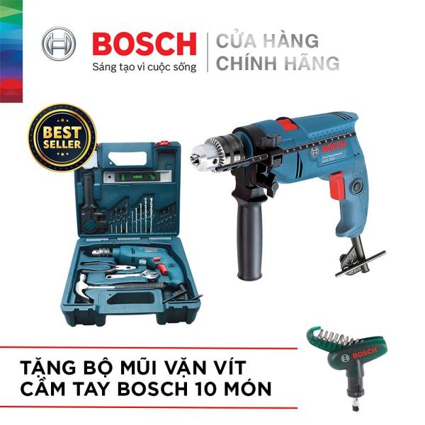 Bộ máy khoan động lực Bosch GSB 550 MP SET 19 chi tiết + Bộ mũi vặn vít cầm tay Bosch 10 món
