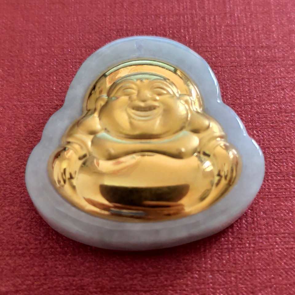 Mặt dây chuyền PHẬT đá xanh mạ vàng 18k