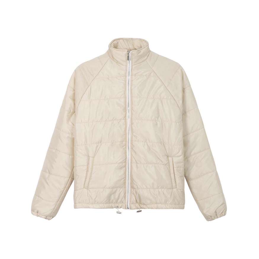 Áo khoác chần bông tay dài màu beige - Beige Puffer Jacket
