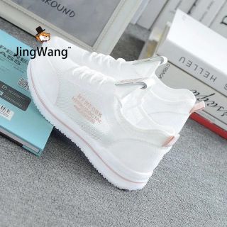 JingWang Mới của phụ nữ Hàn Quốc Giày thể thao thông thường Thoải mái nhẹ giày nữ Giày lưới thoáng khí Giày chạy ngoài trời Thời trang Giày đơn Giày vải thumbnail