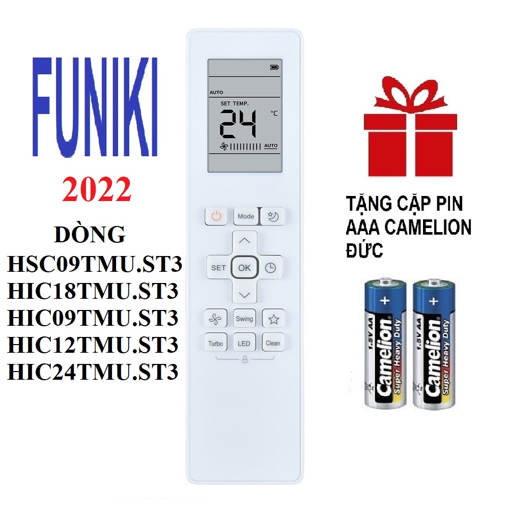 Remote điều khiển máy lạnh máy điều hòa funiki hsc09tmu.st3, hic18tmu.st3, hic09tmu.st3, hic12tmu.st3, hic24tmu.st3 model 2022