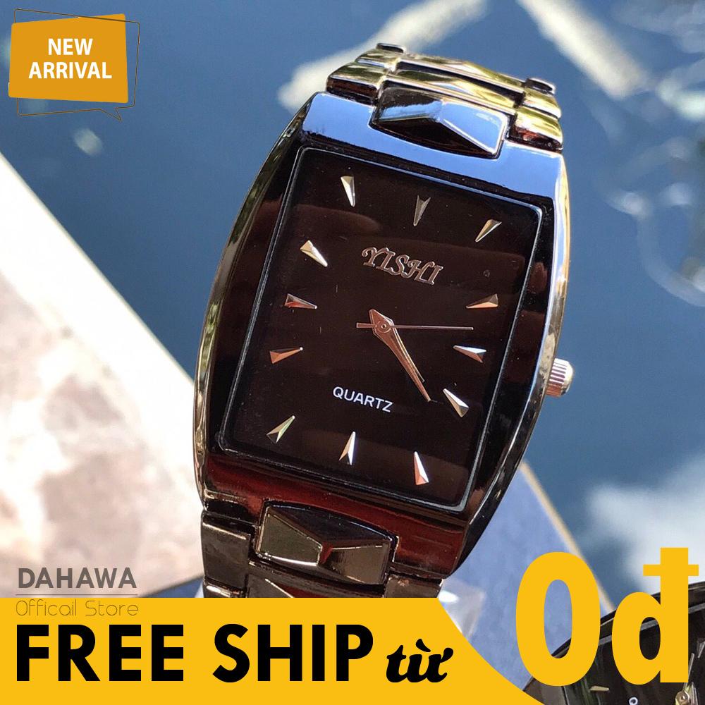 Đồng Hồ Quartz Thời Trang Nam Nữ R77, Đồng Hồ Cặp Đôi Tuyệt Đẹp, Mặt Vuông Chạy 3 Kim, Dây Kim Loại Đen Cá Tính ( Bảo Hành 6 Tháng)