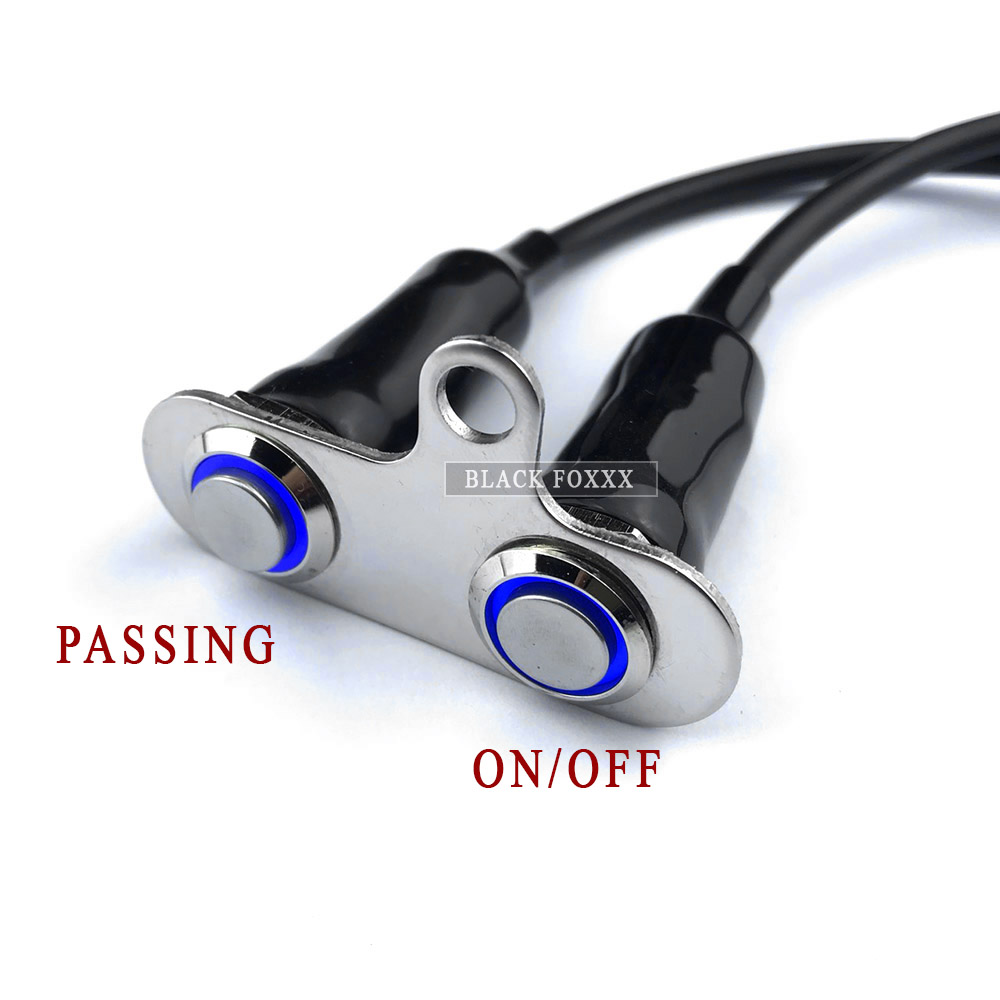 Công Tắc Led 2 Nút On Off Và Passing, Gắn Cùm Xe [ 2 Nút Ngang ]