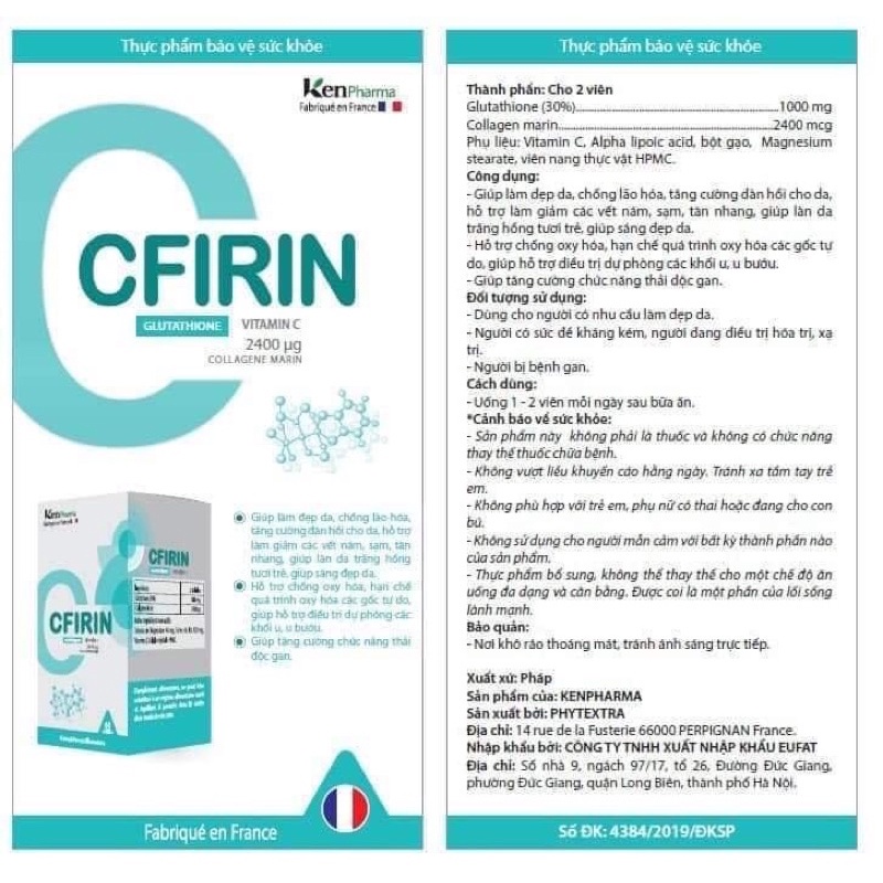 Viên Uống Cfirin Giúp Làn Da Trắng Mịn, Mờ Nám