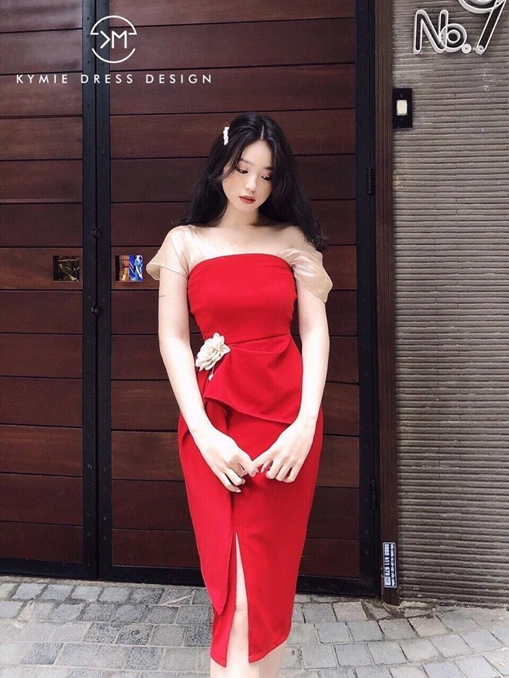 [HCM]HOT Đầm body đính hoa cực xinh ( Tặng kèm phụ kiện NB Jewerly )