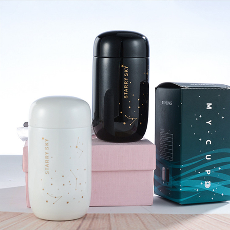 Cốc giữ nhiệt cà phê hình quả trứng mini hình bầu trời sao Món quà dễ thương cho người thân yêu 200ml