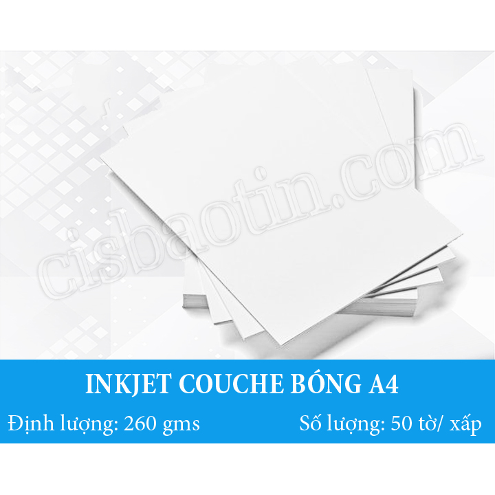 [HCM]GIẤY INKJET COUCHE BÓNG IN MỰC NƯỚC (OFFSET RC) A4- XẤP 50 TỜ