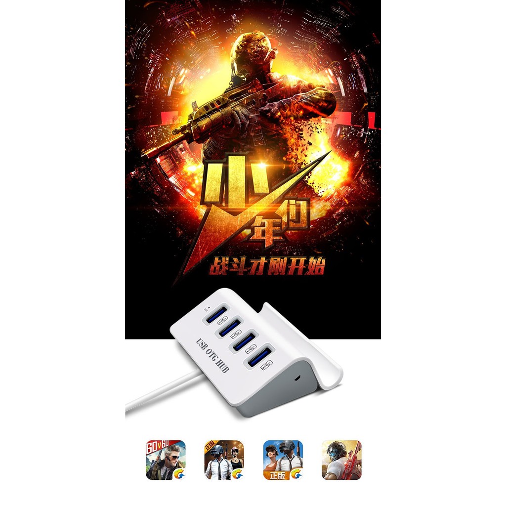 Bộ chia 4 Cổng USB OTG HUB - THIẾT BỊ KẾT NỐI ĐIỆN THOẠI VỚI BÀN PHÍM VÀ CHUỘT CHƠI GAME MOBILE