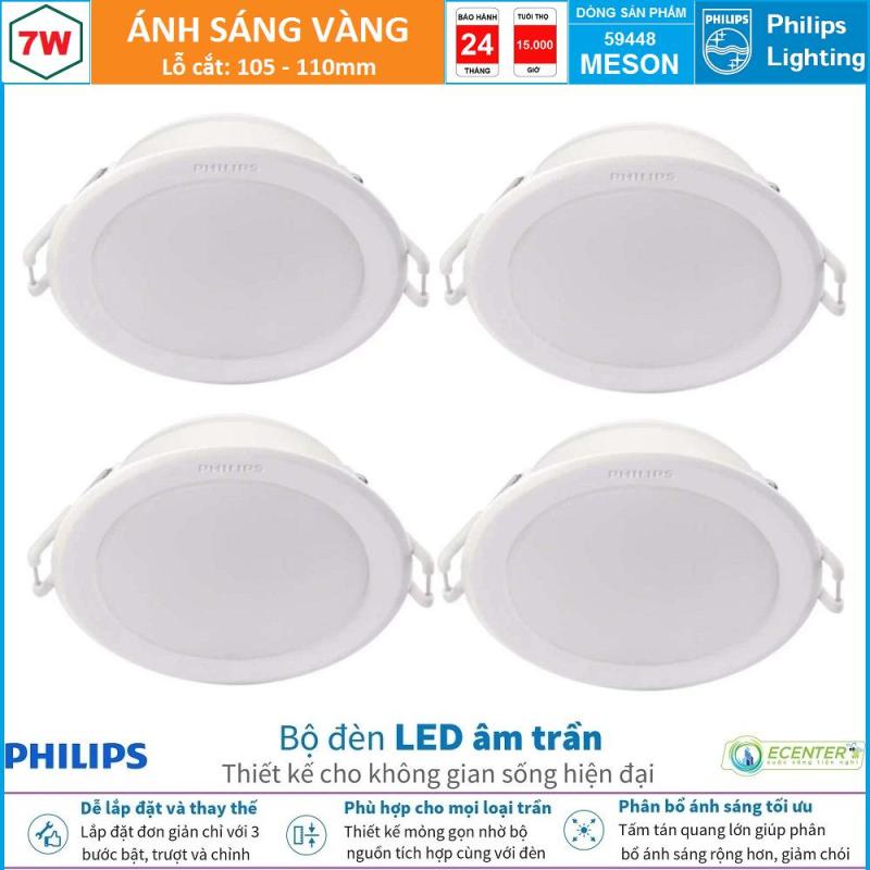 ( Bộ 4 ) Đèn Led Âm Trần 7W-9W-13W Philips Downlight 59448/59448/59464 MESON D105/D105/D125 ( Ánh Sáng Trắng & Trung Tính & Vàng )