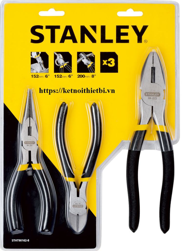 Bộ 3 kìm cắt, kìm điện, kìm nhọn stanley stht90162