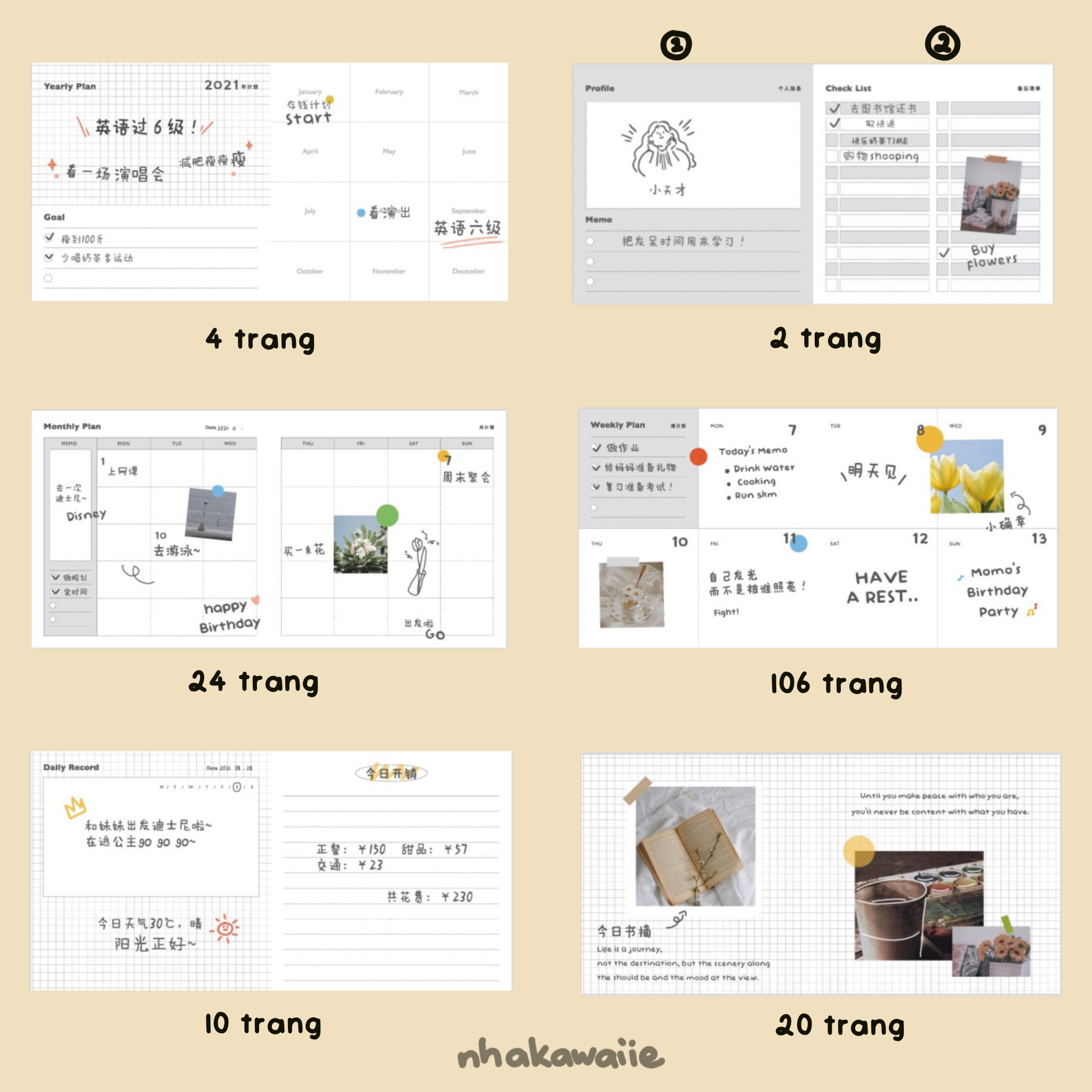 Sổ lập kế hoạch Note For Cube planner 168 trang || Nhà Kawaii