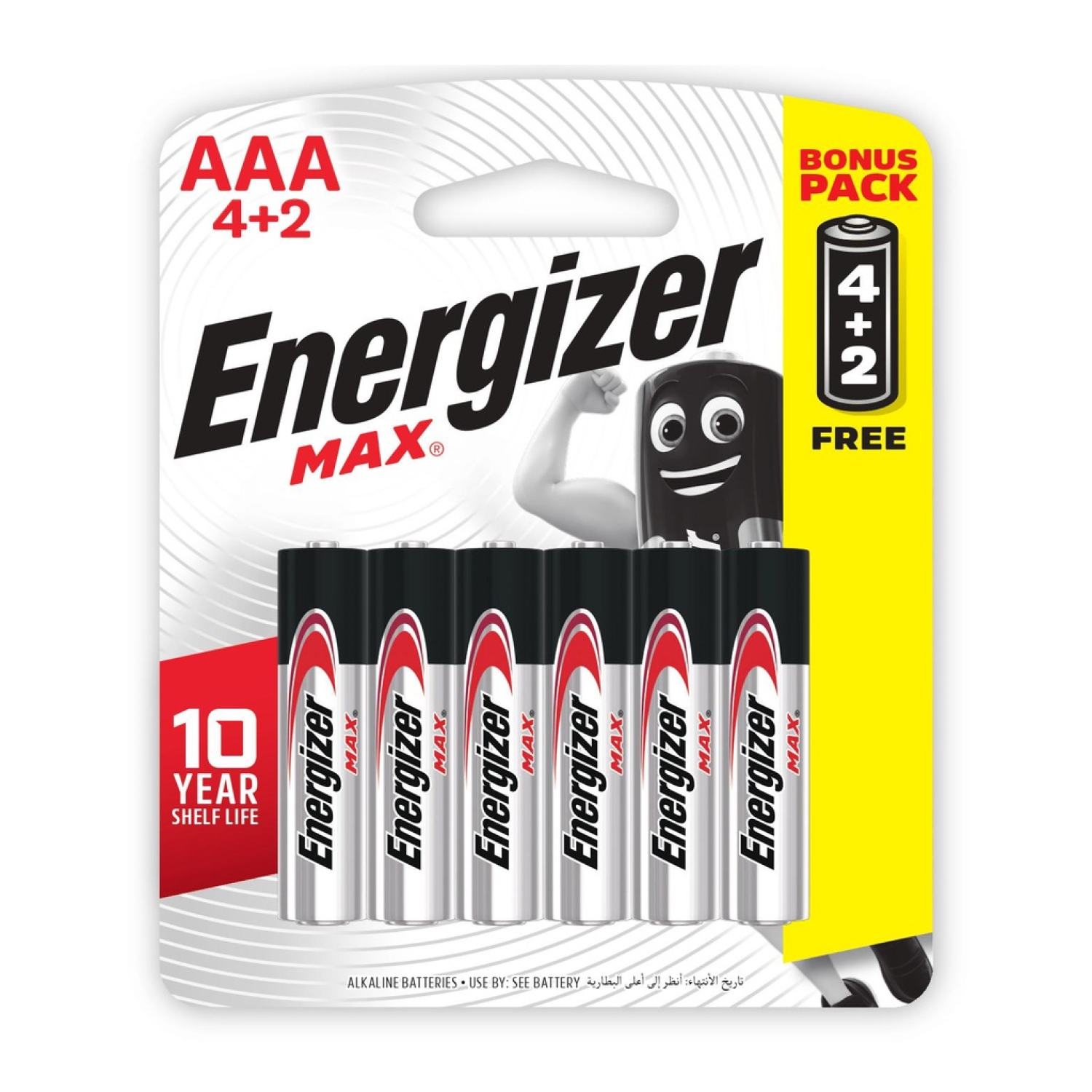 Vĩ 4+2 Viên Pin Energizer Max AAA E92 BP4+2 - 100628298