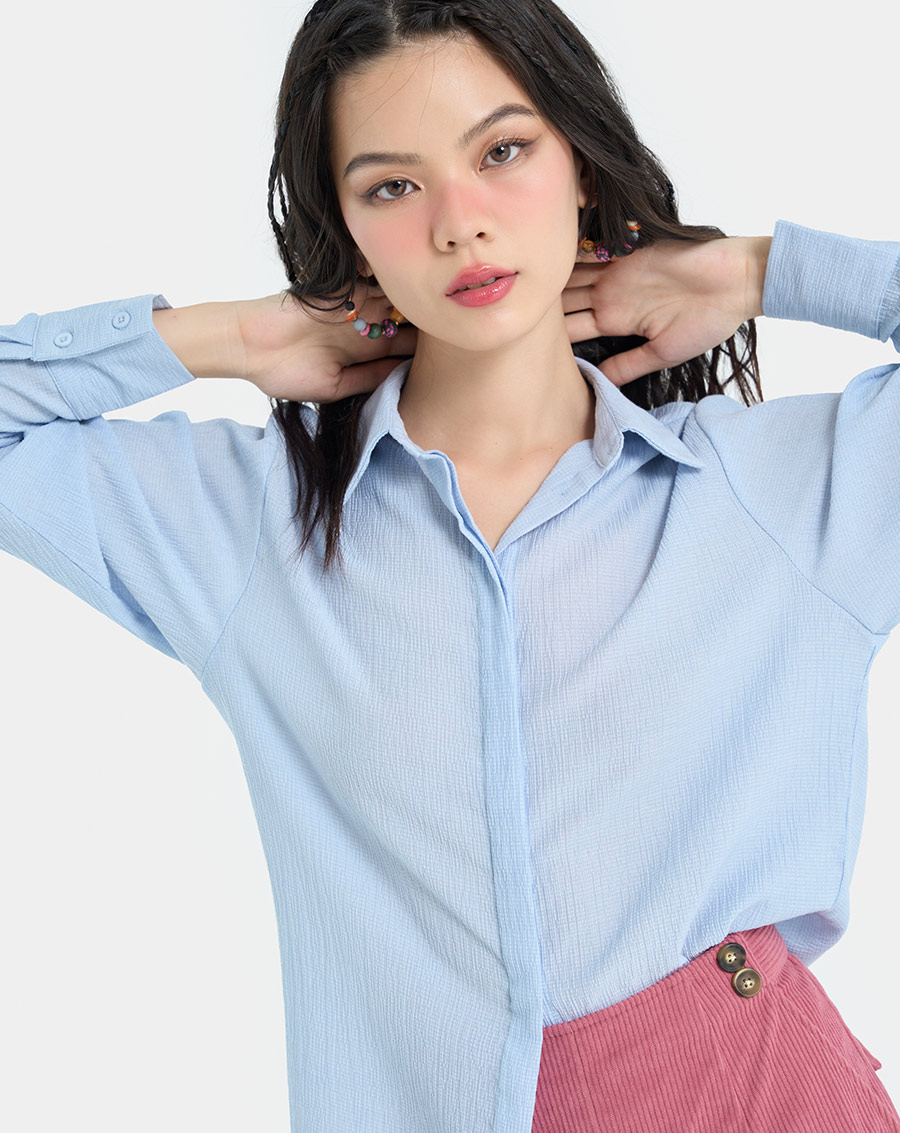 Áo Sơ Mi Nữ Thời Trang JUNO Dài Tay Rập Nhăn JNASM019