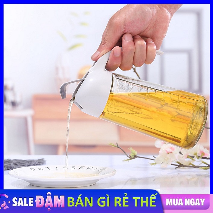 Bình đựng dầu ăn thủy tinh nắp bật - chai đựng dầu, chai thủy tinh đựng dầu ăn, nước mắm, xì dầu 500ml cao cấp - bình rót dầu