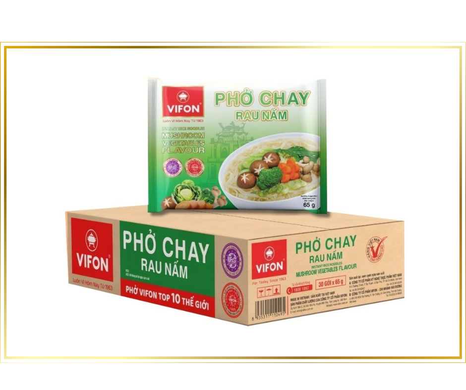 Thùng 30 gói phở chay rau nấm - 65gr/gói