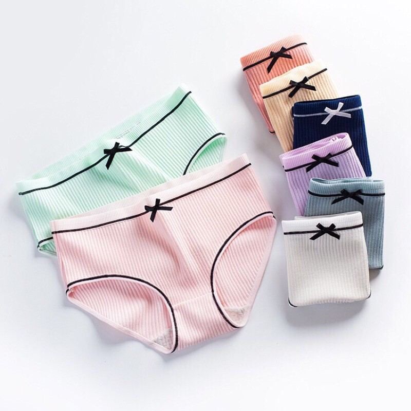 Set 5 panties cotton swab lacing Plaid delivery bow (freesize to 58kg)