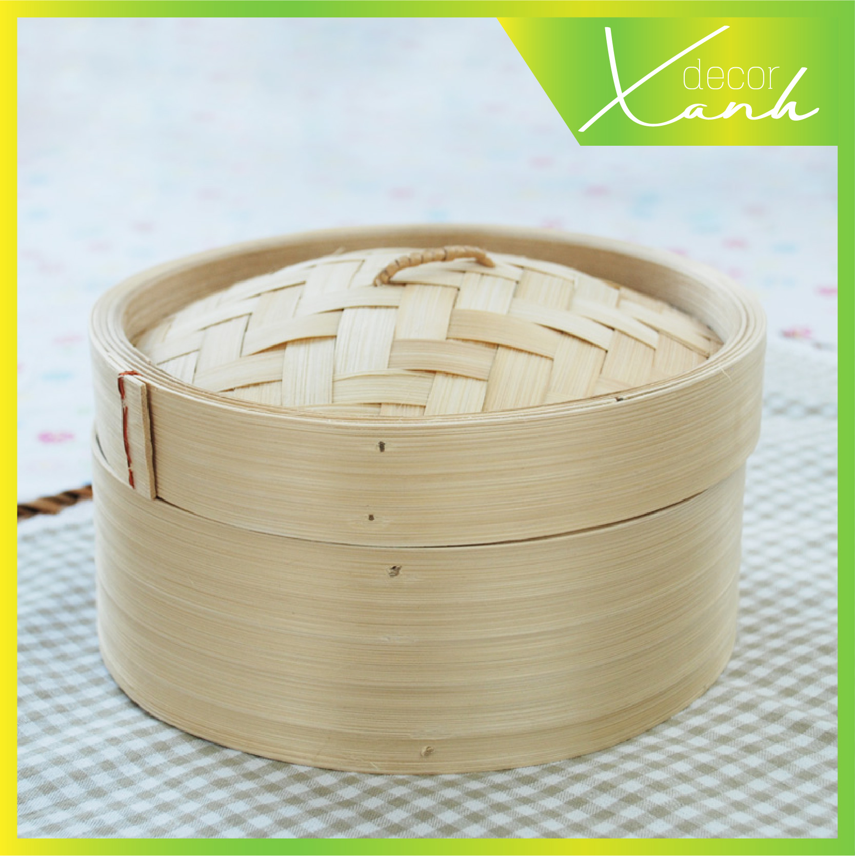 [An toàn thực phẩm] Xửng hấp tre, lồng hấp tre bánh bao, dimsum (có nắp)