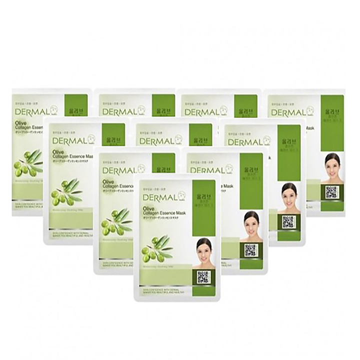 Mặt Nạ Dưỡng Chất Tinh Dầu Olive + Collagen Dermal - 10 Miếng