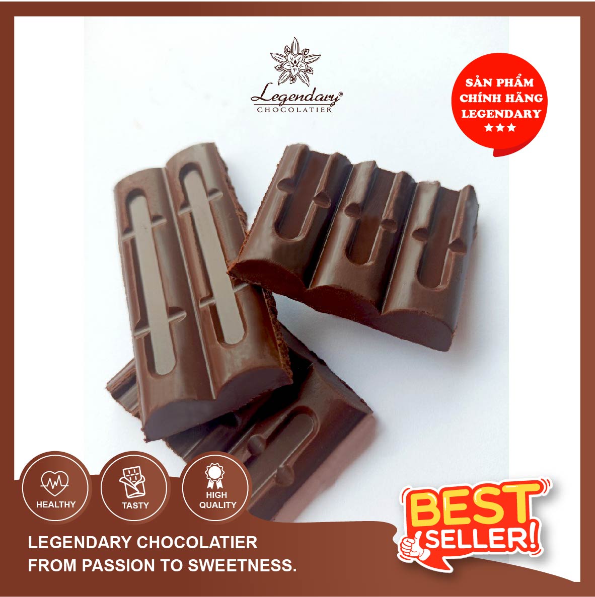Socola Legendary - Socola Đen 58 - 100% cacao nguyên chất 85g