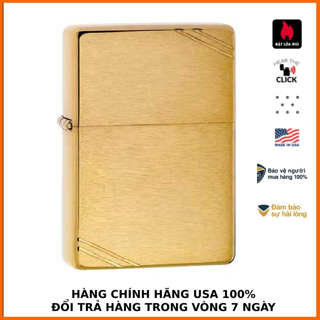 Bật lửa zippo 240 - Bật lửa zippo Vintage đồng vàng xước chặt góc