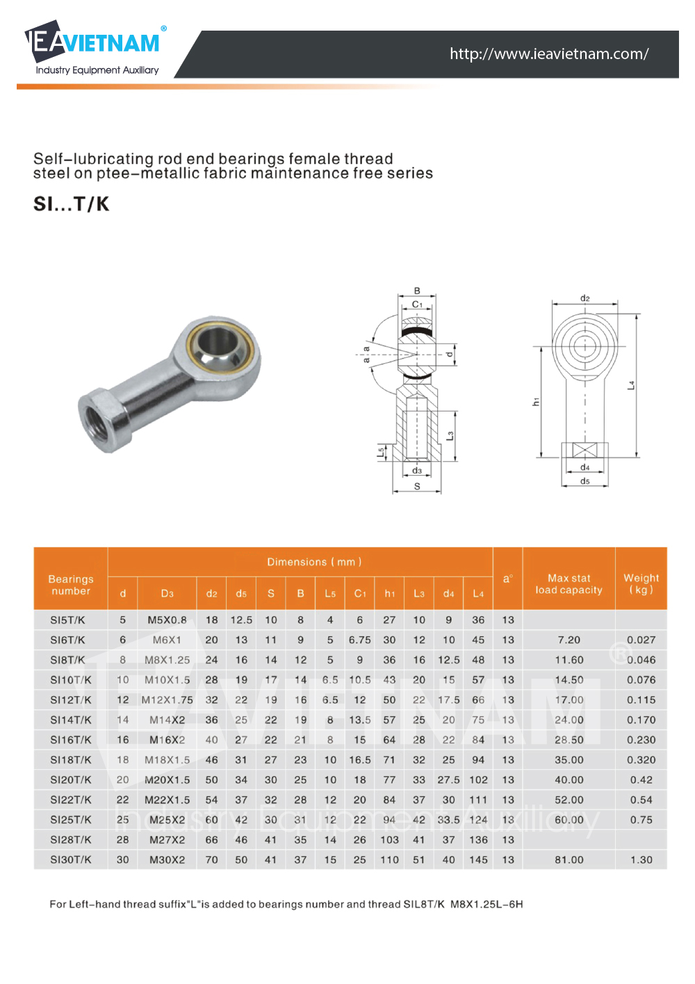vòng bi mắt trâu SI 12T/K