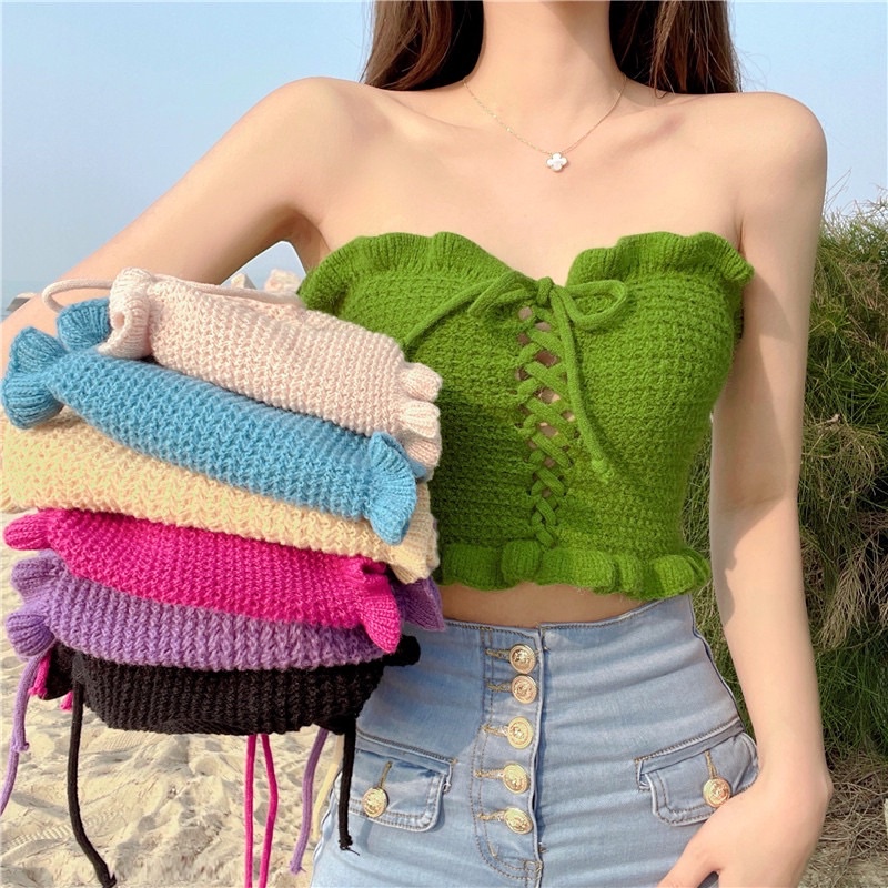 áo quây len dệt kim kiểu rút ngực & đan lưng (A976#)