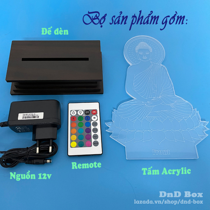 [HCM] Đèn led 3D hình Phật Thích Ca - Mẫu hình ngồi - DnD Box