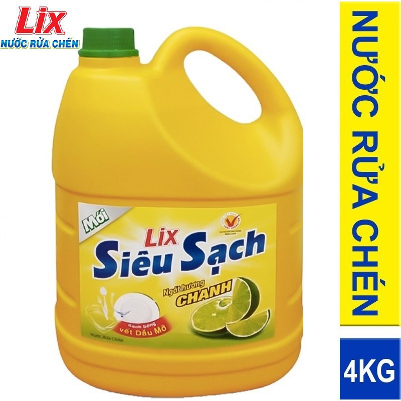 [HCM]Nước rửa chén Lix Siêu sạch hương Chanh (4kg)
