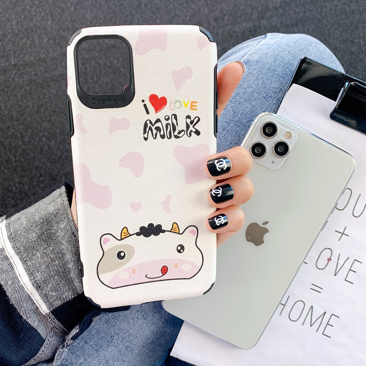 Ốp Lưng Da IMD I love Milk