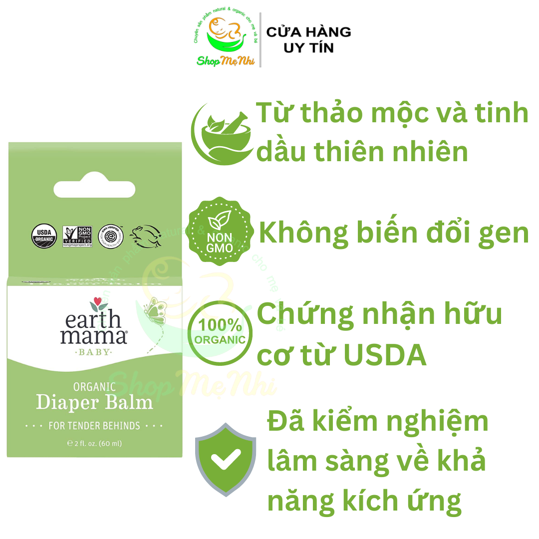 Kem hăm hữu cơ Earth Mama Organic Diaper Balm 60ml.