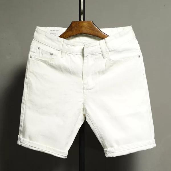 Quần short jean nam đen trắng trơn rách vải đẹp co giãn