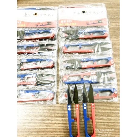 Kéo bấm răng cưa xanh đỏ YJL198 được sử dụng trong ngành may mặc (1 cái)