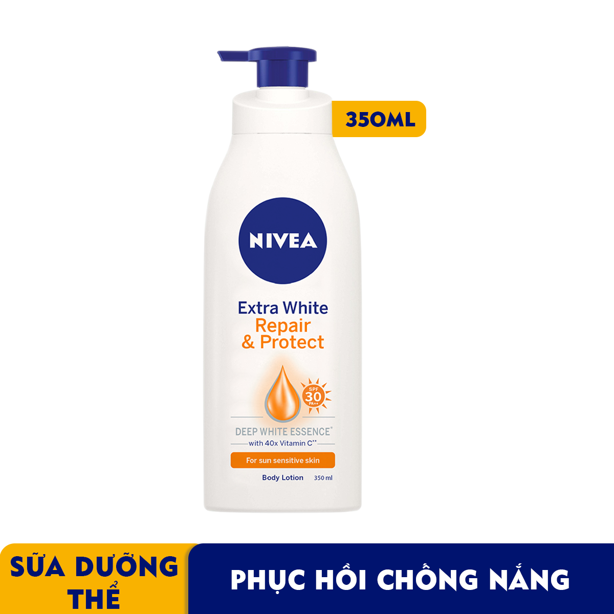 [HCM]Bộ đôi Sữa dưỡng thể trắng da NIVEA Extra White Ngày (350ml) & Đêm (400ml)
