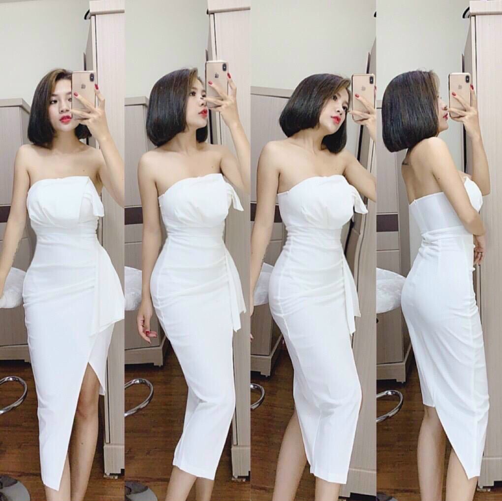 Đầm cúp ngực xếp ly xẻ đùi cực xinh