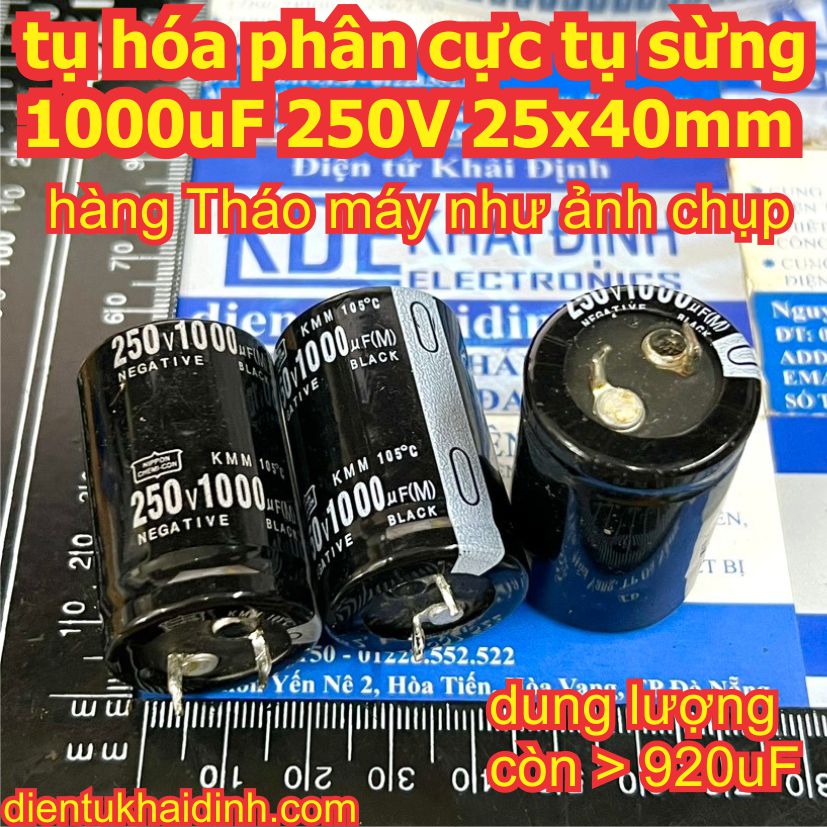 Tụ hóa tụ phân cực tụ sừng chân ngắn 1000uF 1200uF 250V 25x40mm 30x40mm 30x35mm hàng tháo máy kde5373