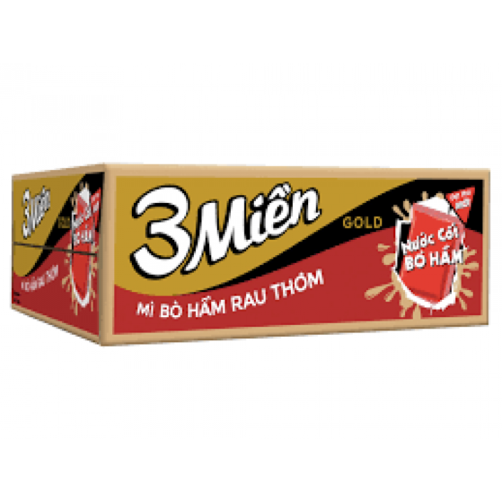 Thùng 30 gói mì tôm 3 miền- mì bò rau thơm 75G