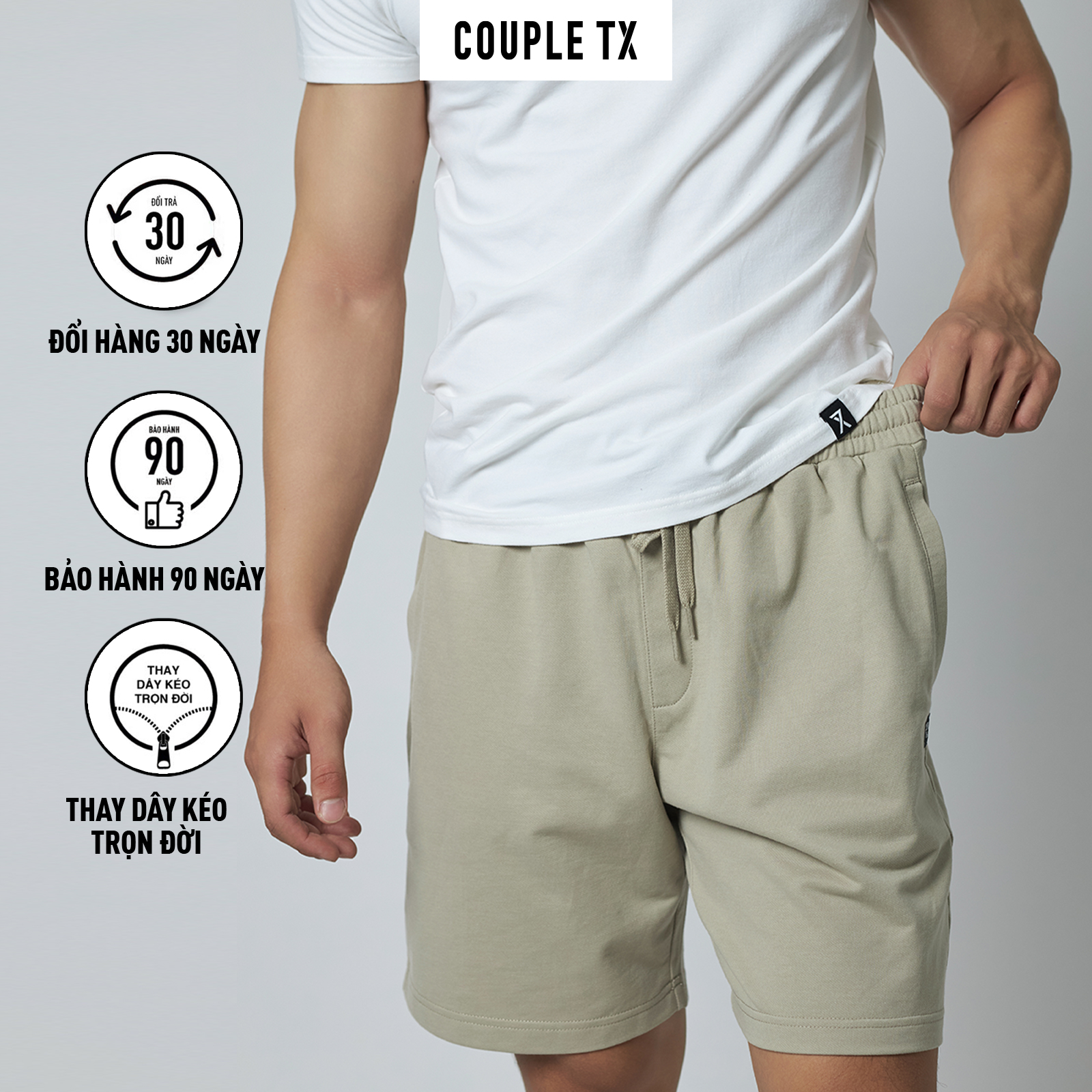 Quần Short Nam COUPLE TX -  Quần Short Thun Basic MSR 1040