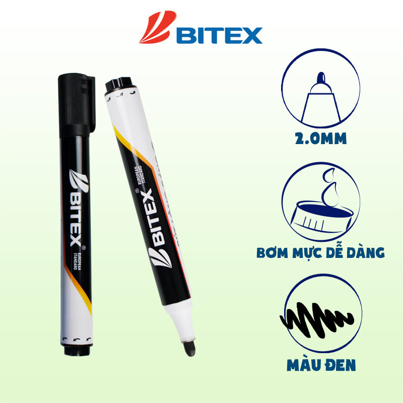 2 cây Bút lông bảng mực xanh / Đỏ / Đen Bitex WB01