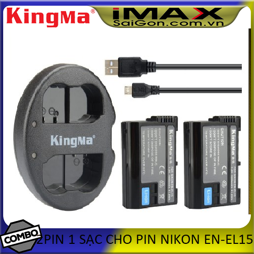 2 pin 1 sạc kingma thay thế cho pin máy ảnh en-el15
