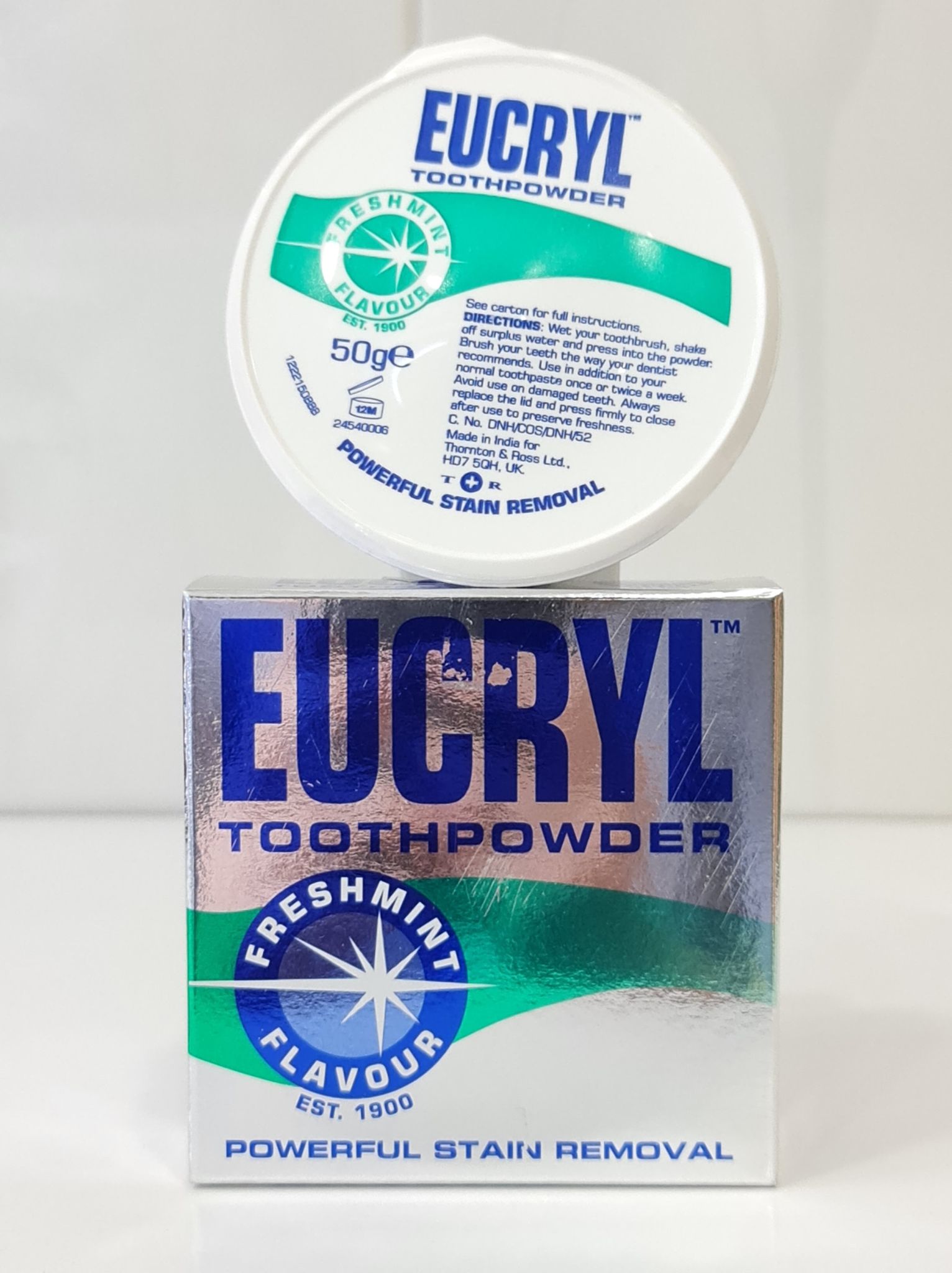 Combo Kem Đánh Răng Và Bột Làm Trắng Răng EUCRYL Hương Bạc Hà Freshmint