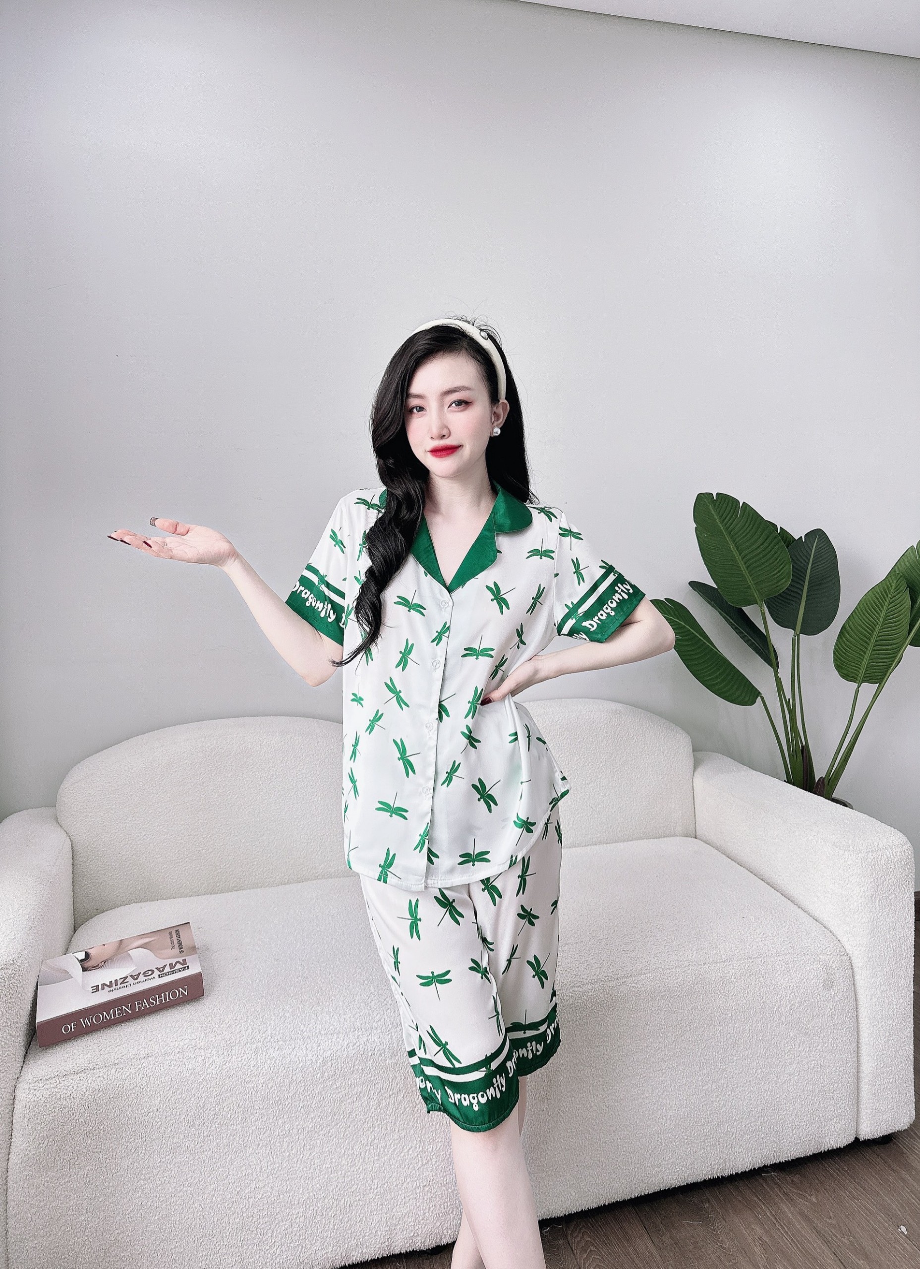 Bộ lửng lụa tay ngắn nhiều họa tiết dễ thương