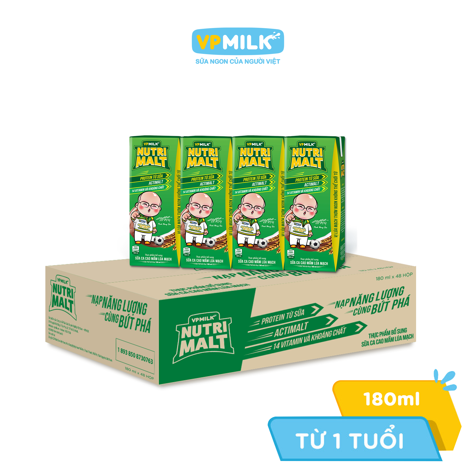 [Thùng 48 Hộp 180ml] Sữa Ca Cao Mầm Lúa Mạch Đen Nutrimalt Cho Bé Từ 1 Tuổi