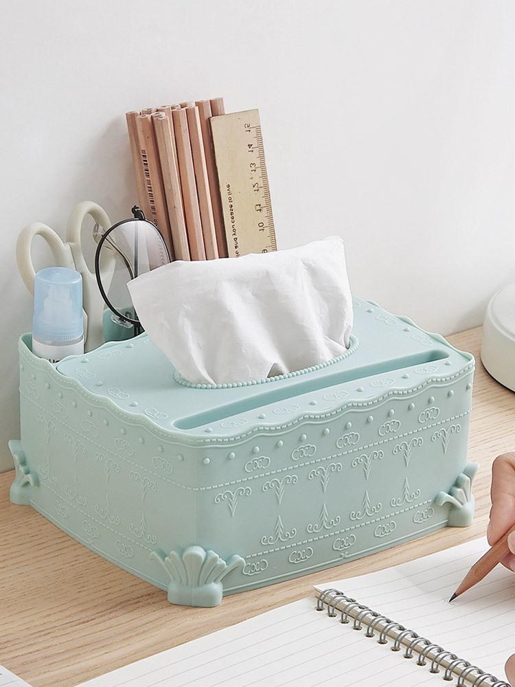 Hộp khăn giấy nhựa đựng khăn giấy có kệ đựng vật dụng mẫu mới