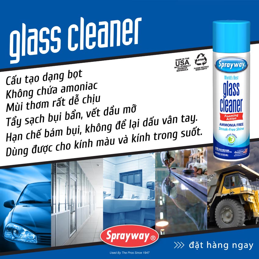 [HCM] Chai Xịt Lau Kính Sprayway Glass Cleaner (Trắng Xanh)