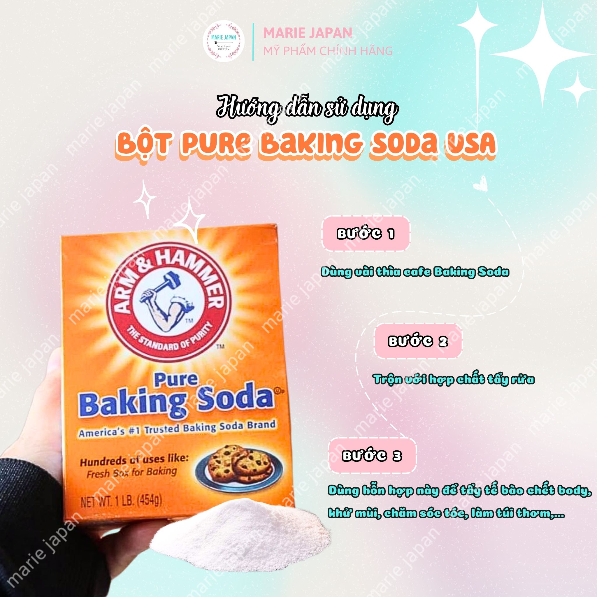 Bột Đa Năng Trắng Răng Pure Baking Soda Arm 454g