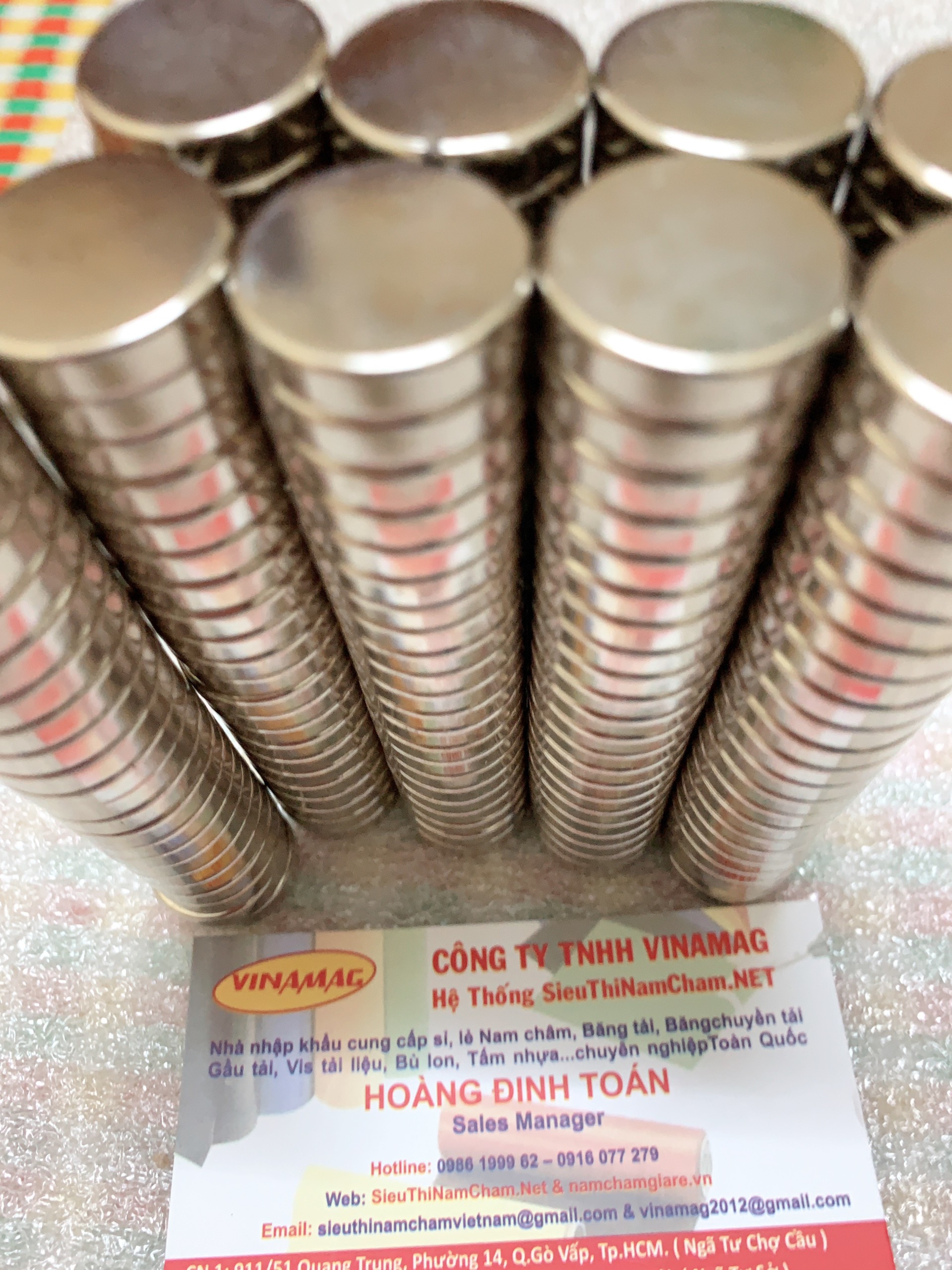 Nam châm viên trắng đất hiếm 20x5mm