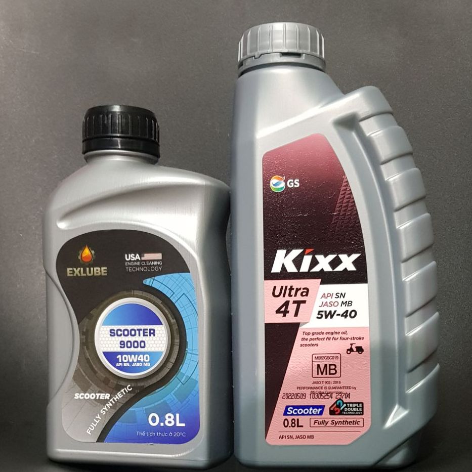 [DauNhot-TayGa]Nhớt kixx xe tay ga 5W40 Fully synthetic chai 800ml.hoặc ex.lube 10W40 tổng hợp 100% cho xe tay ga chai 800ml--