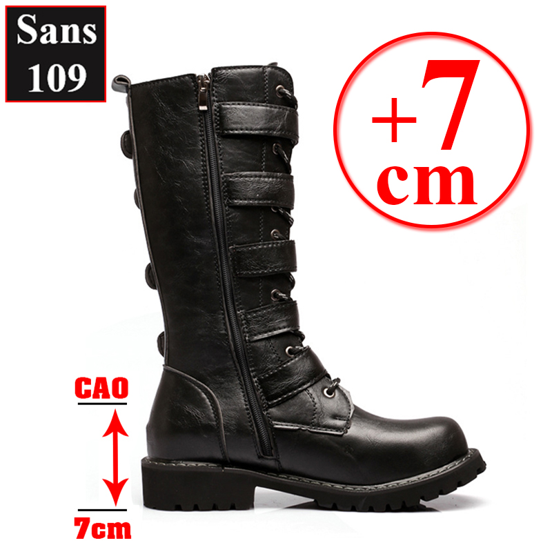 Giày boot nam nữ unisex couple cặp đôi sans109 bốt cao cổ tăng chiều cao 7cm size 37 38 39 40 41 42 43 bigsize 44 45 46